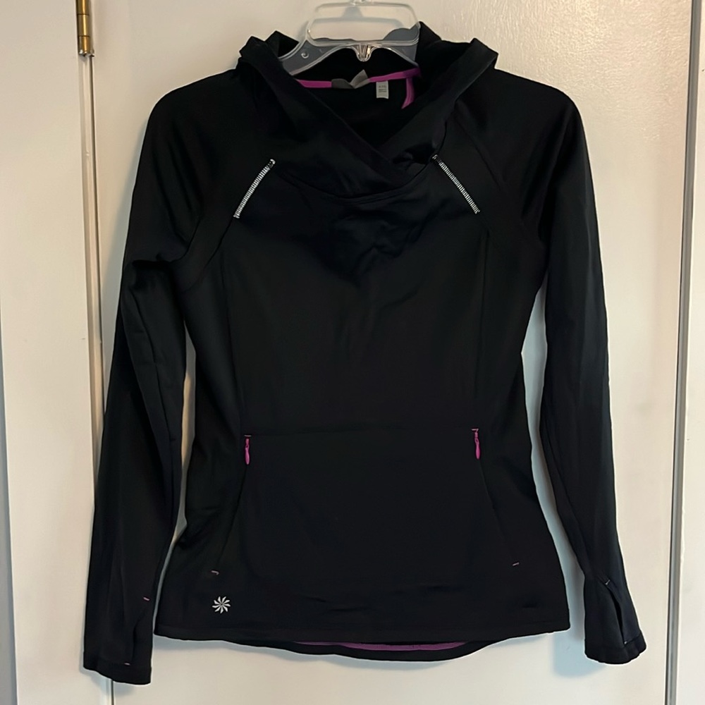 Athleta Black Sweatshirt with Pink Details